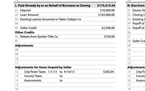 Sample closing disclosure - paid by or on behalf of borrower